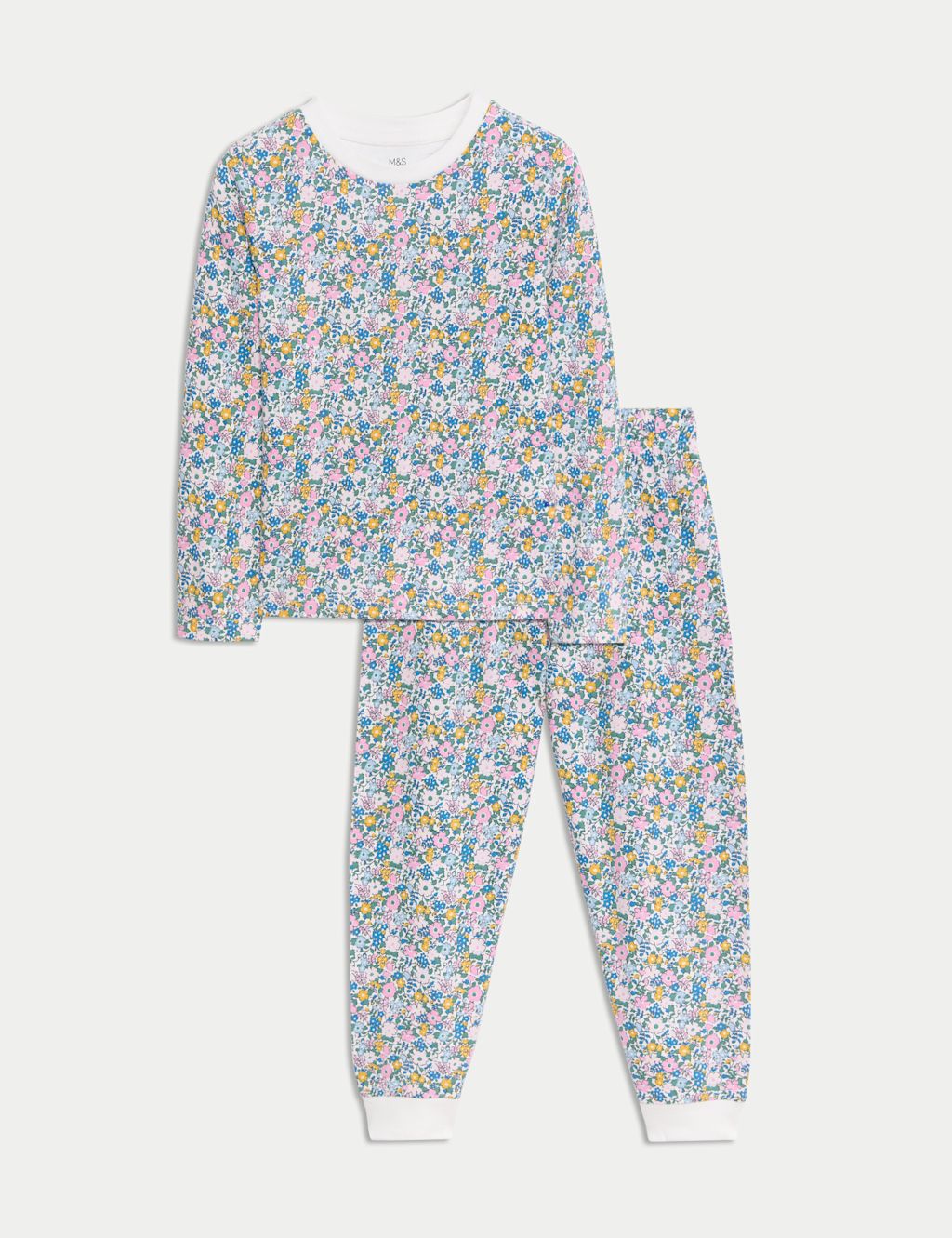 M&S Pure Cotton Floral Pyjamas (1-16 Yrs) - 10-11 - Ivory Mix, Ivory Mix
