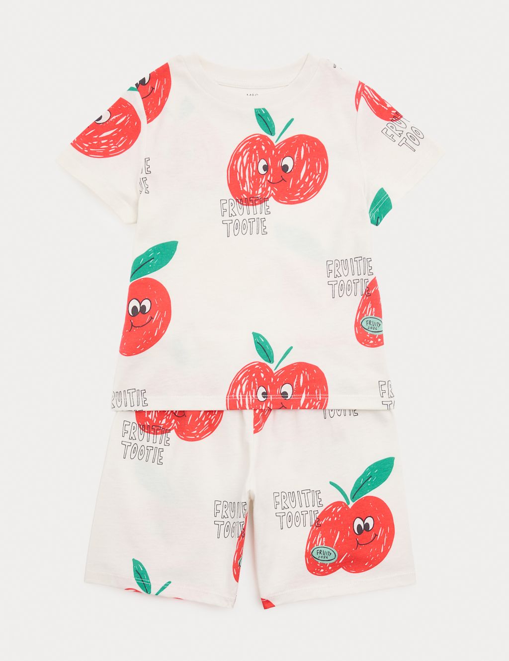 M&S Pure Cotton Apple Pyjamas (1-8 Yrs) - 12-18 Months - Ecru, Ecru
