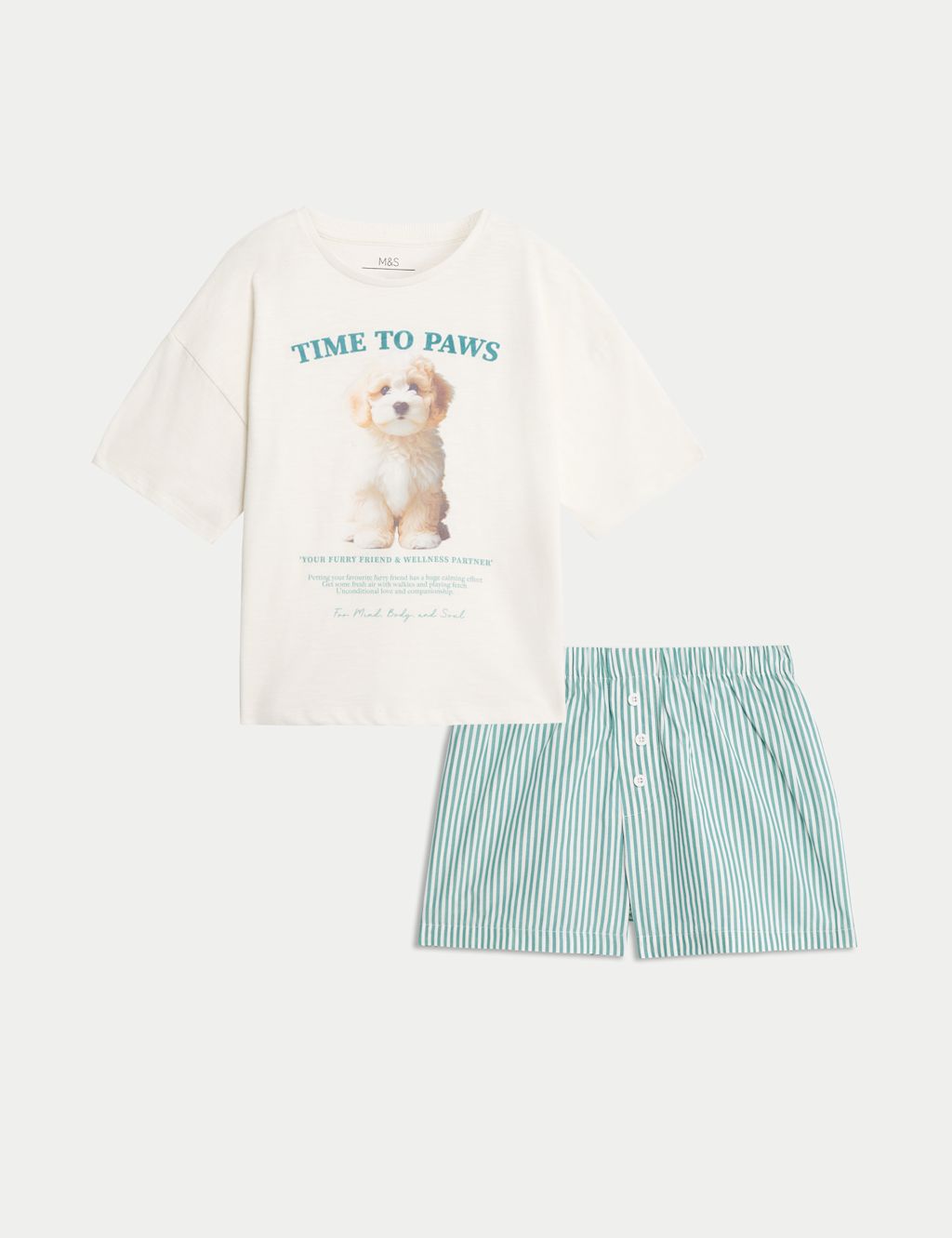 M&S Pure Cotton Dog Pyjamas (1-16 Yrs) - 1-1+Y - Ivory Mix, Ivory Mix