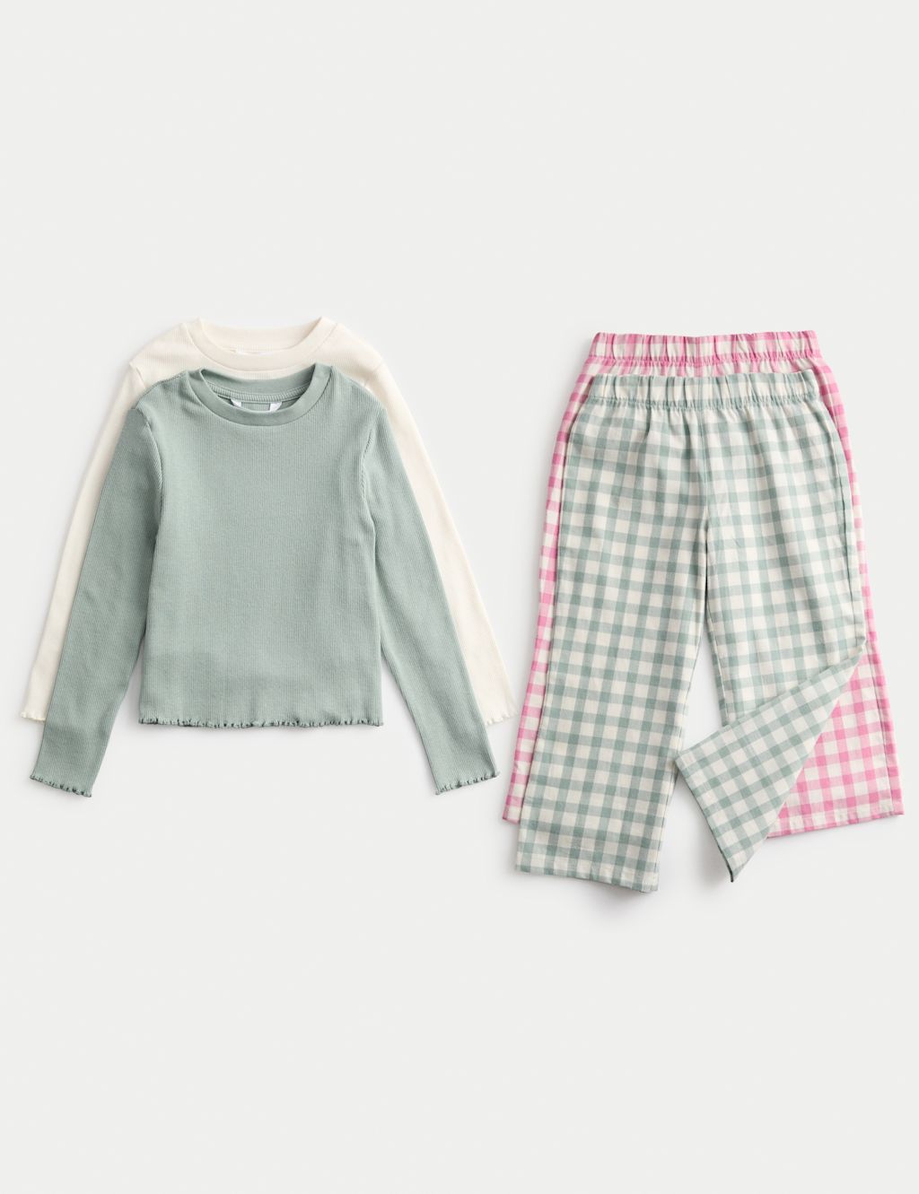M&S Kids 2 Pack Gingham Pyjama Sets (1-8 Yrs) - 1-2Y - Green Mix, Green Mix