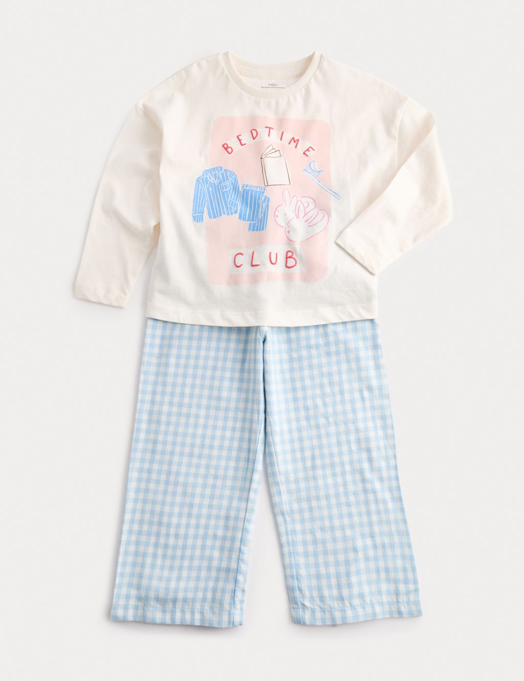 M&S Pure Cotton Bedtime Graphic Pyjamas (1-8 Yrs) - 12-18 Months - Blue Mix, Blue Mix
