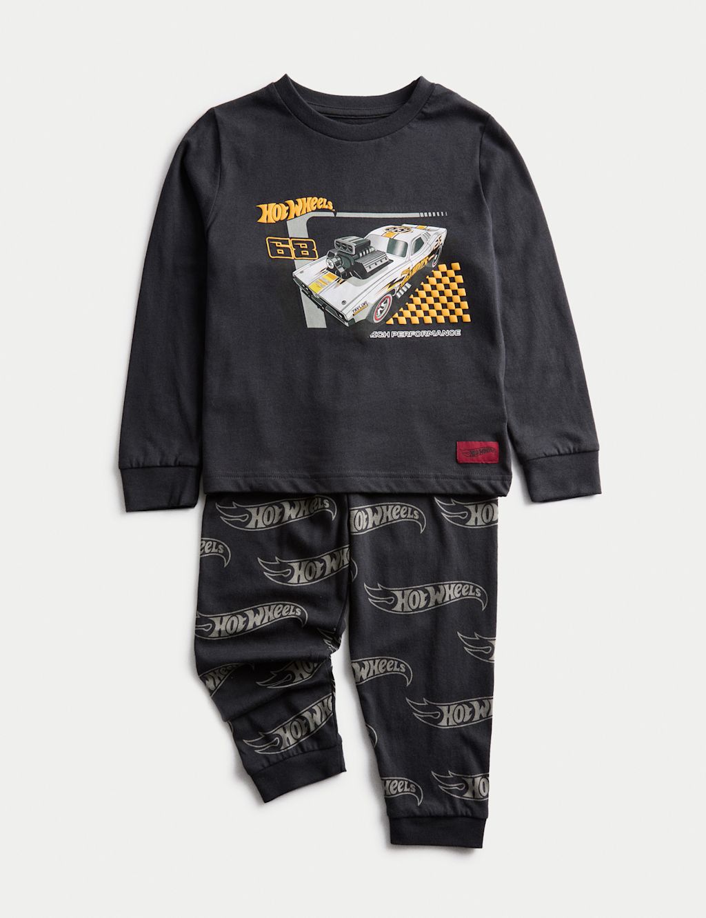 M&S Pure Cotton Hot Wheels™ Pyjamas (1-8 Yrs) - 1-1+Y - Charcoal, Charcoal