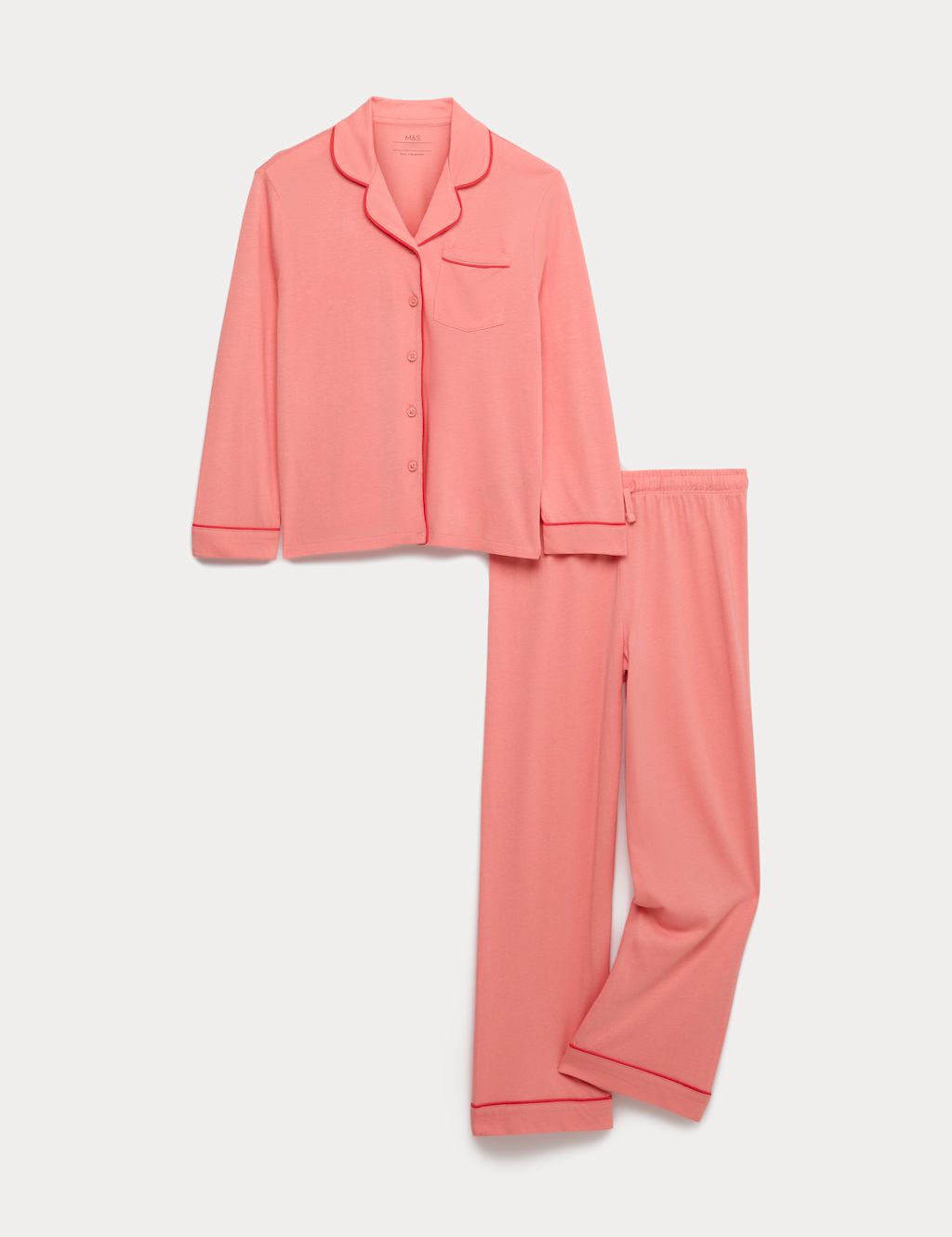 M&S Modal Pyjama Set (3-16 Yrs) - 3-4 Years - Peach, Peach