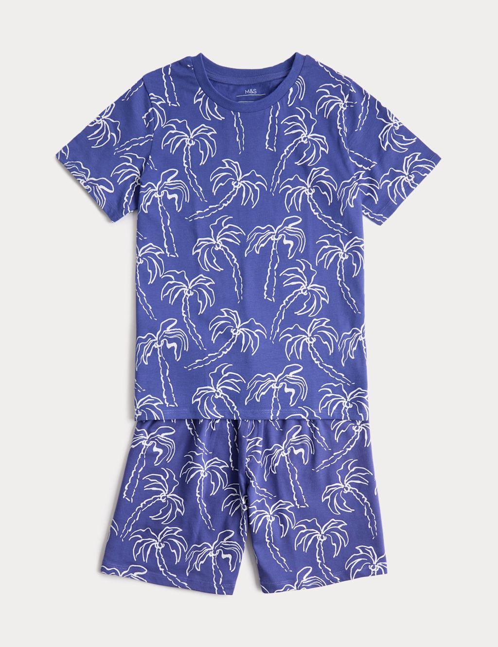 M&S Palm Tree Graphic Short Pyjamas (1-16 Yrs) - 10-11 Years - Blue, Blue