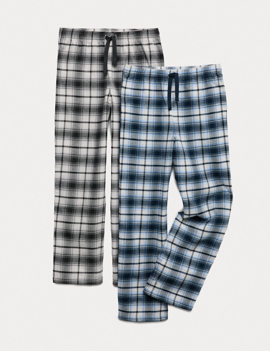 M&S 2 Pack Pure Cotton Checked Pyjama Bottoms (6-16 Yrs) - 6-7 Y - Multi, Multi