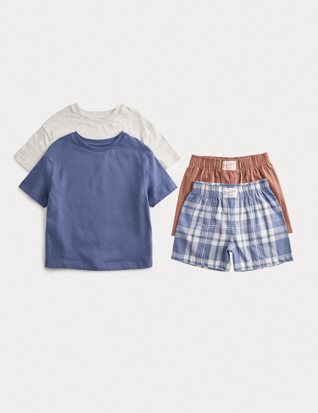 M&S 2 Pack Pure Cotton Boxer Short Pyjama Sets (3-16 Yrs) - 10-11 Years - Grey Mix, Grey Mix