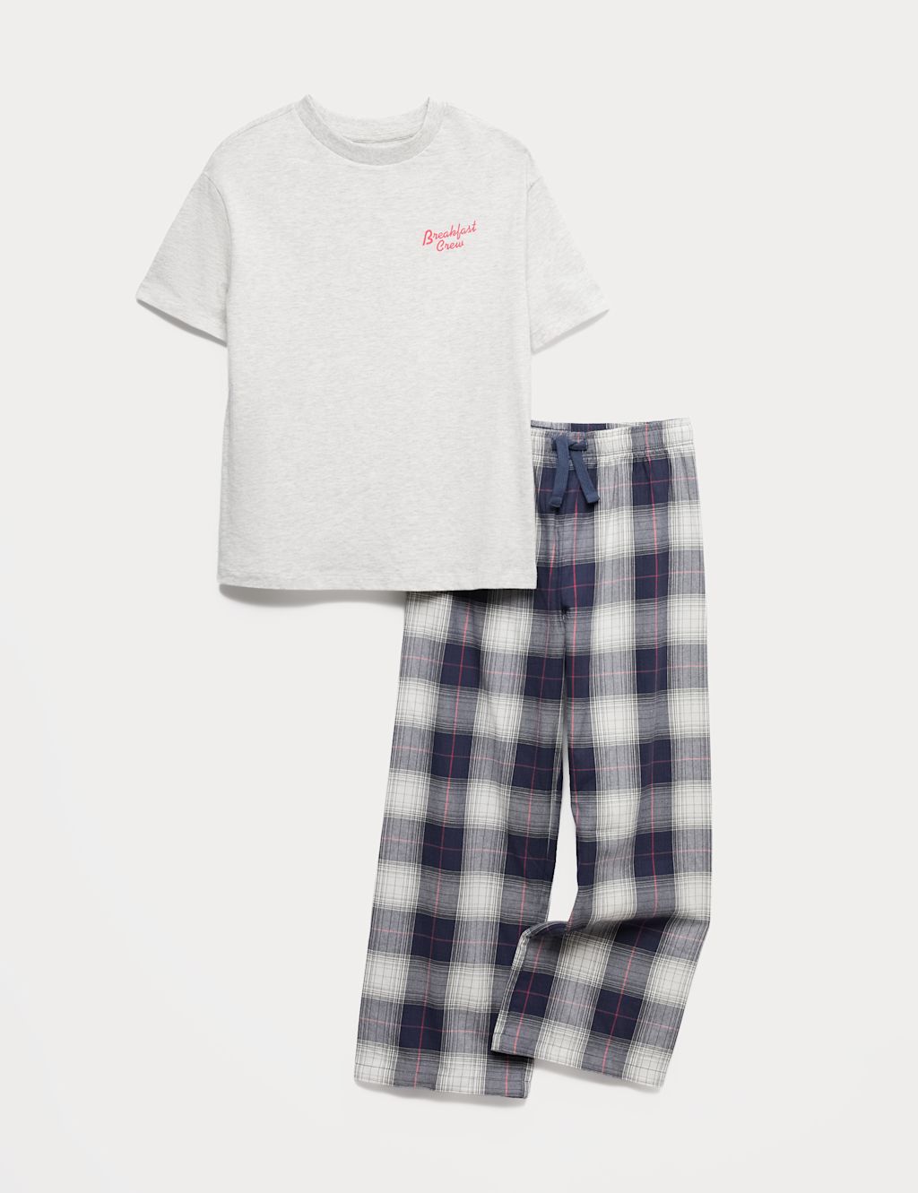 M&S Pure Cotton Breakfast Graphic Pyjamas (3-16 Yrs) - 3-4 Years - Grey Mix, Grey Mix