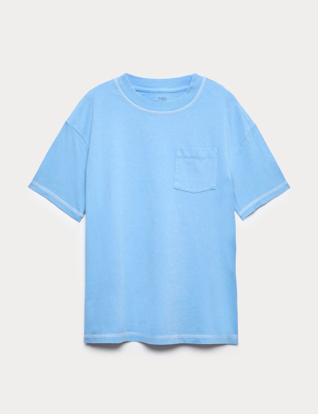 M&S Pure Cotton Pyjama Top (6-16 Yrs) - 10-11 Years - Blue, Blue