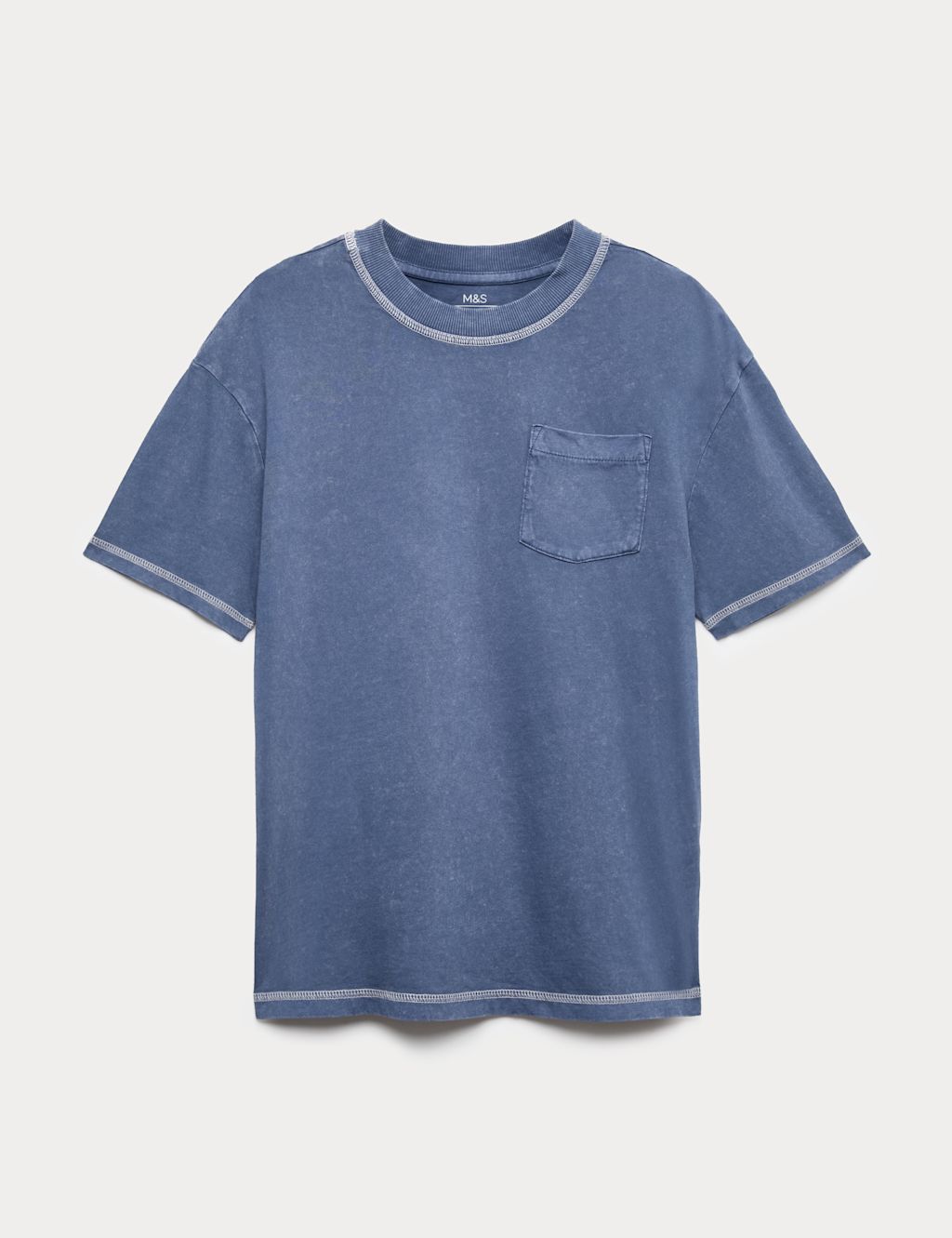 M&S Pure Cotton Pyjama Top (6-16 Yrs) - 11-12 Years - Navy, Navy