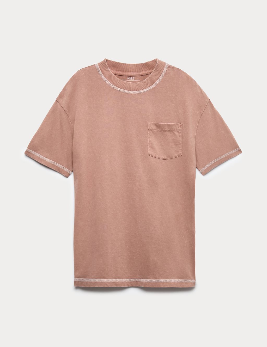 M&S Pure Cotton Pyjama Top (6-16 Yrs) - 10-11 Years - Brown, Brown