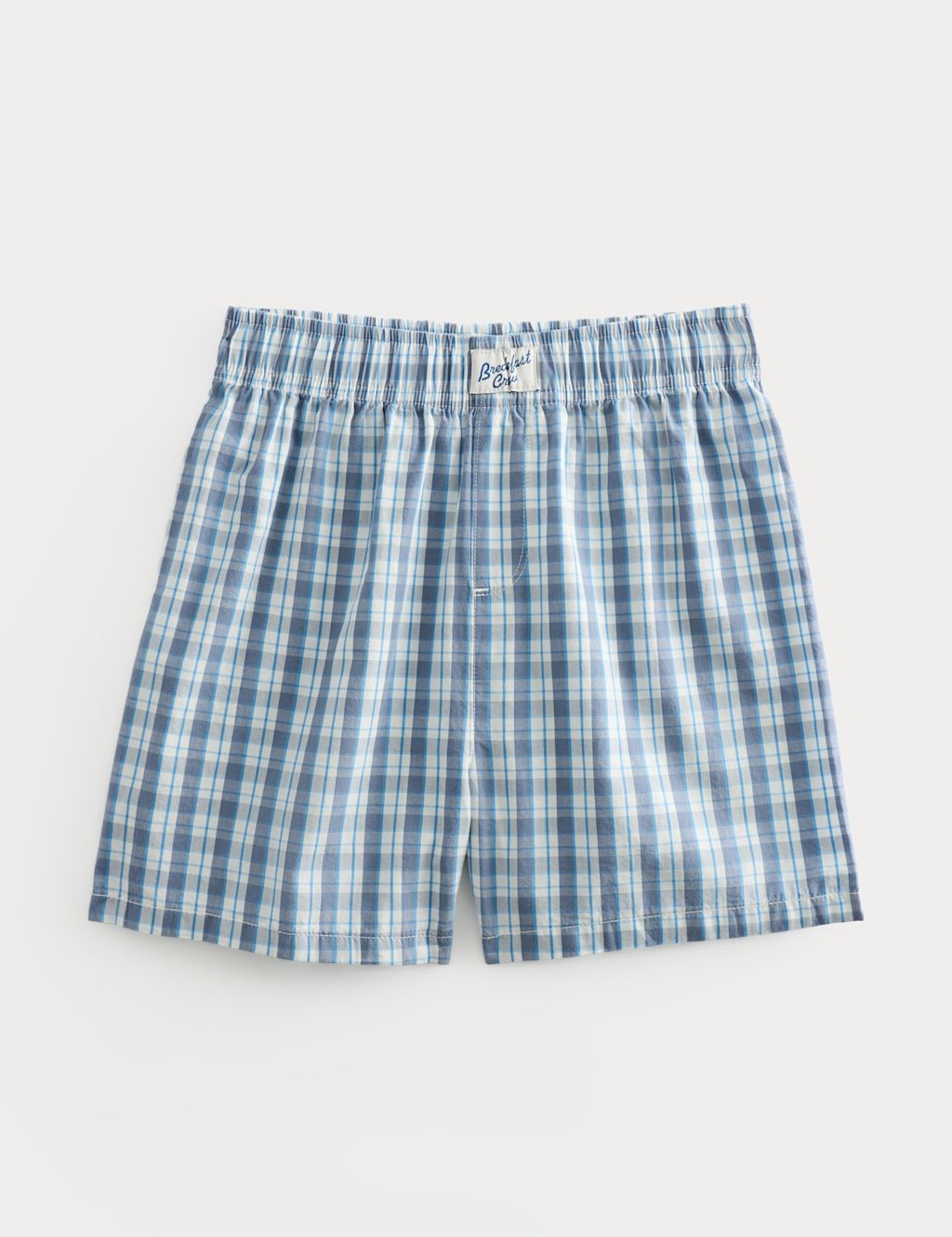 M&S Pure Cotton Checked Pyjama Shorts (6-16 Yrs) - 10-11 Years - Blue, Blue
