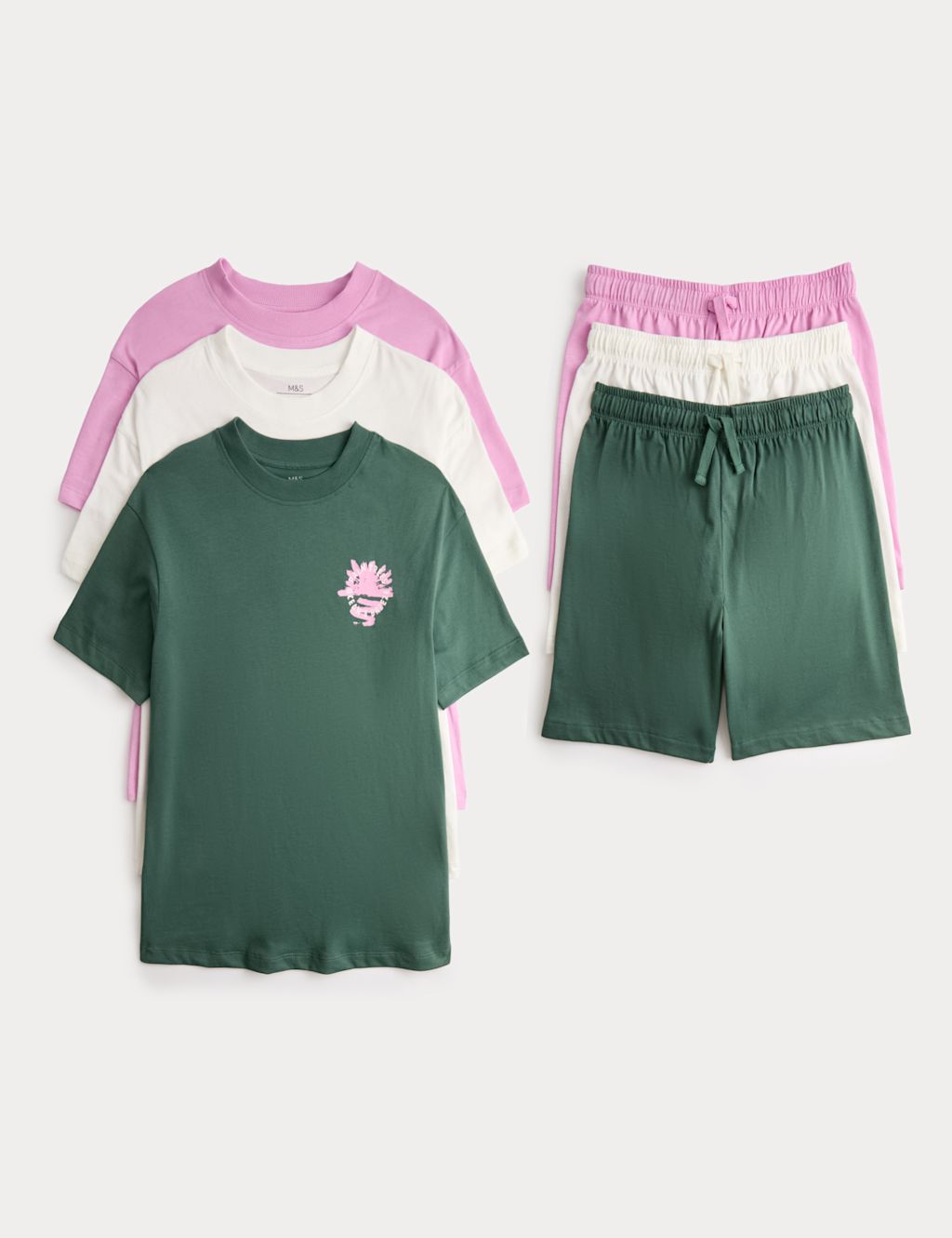M&S 3 Pack Graphic Short Pyjama Sets (6-16 Yrs) - 11-12 Years - Multi, Multi