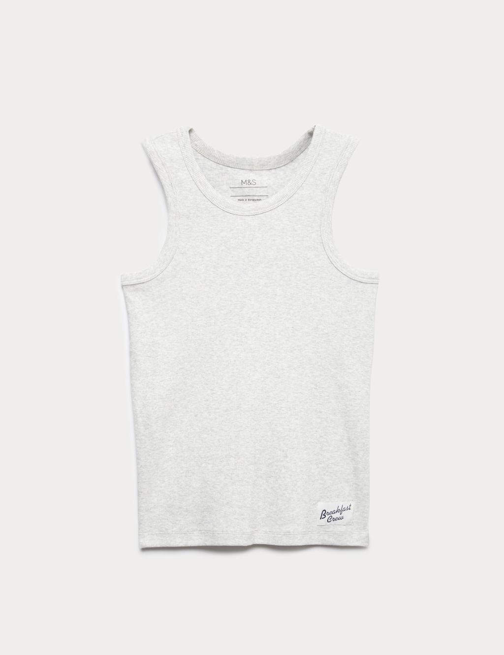 M&S Cotton Rich Pyjama Vest (6-16 Yrs) - 10-11 Years - Grey, Grey