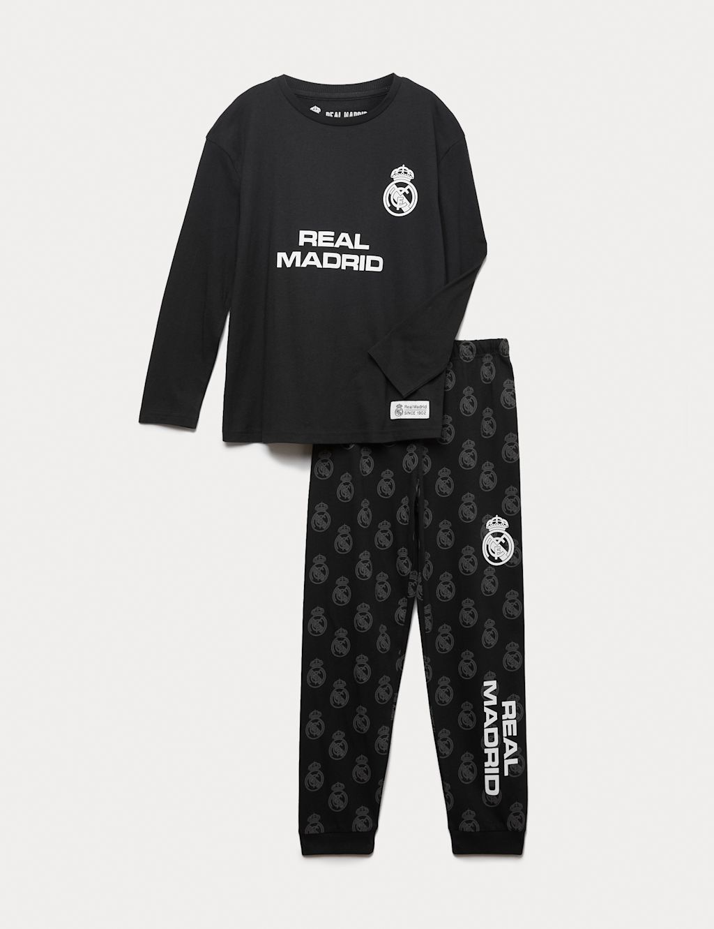 M&S nPure Cotton Real Madrid™ Pyjamas (6-16 Yrs) - 11-12 - Black, Black