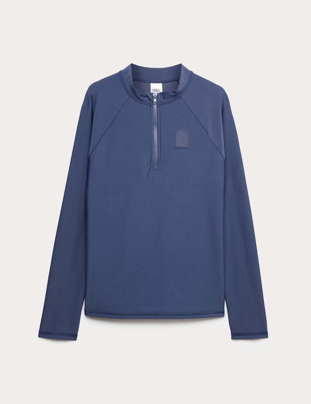 M&S Long Sleeve Round Neck Rash Vest (6-16 Yrs) - 11-12 Years - Navy, Navy