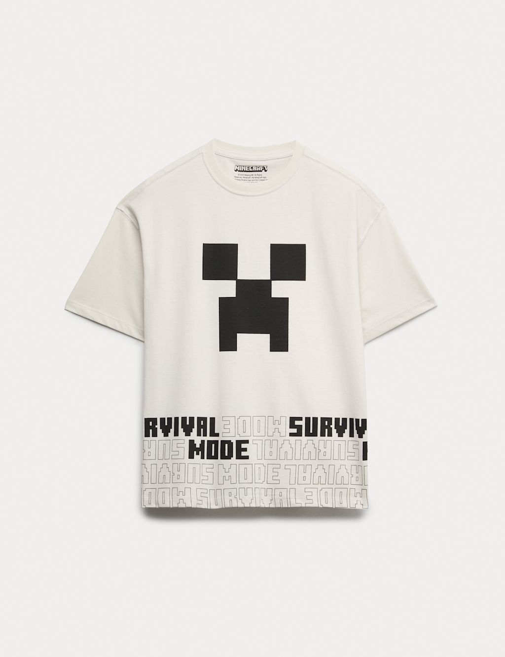 M&S Pure Cotton Minecraft&trade; T-Shirt (6-16 Yrs) - 10-11 Years - Ecru, Ecru