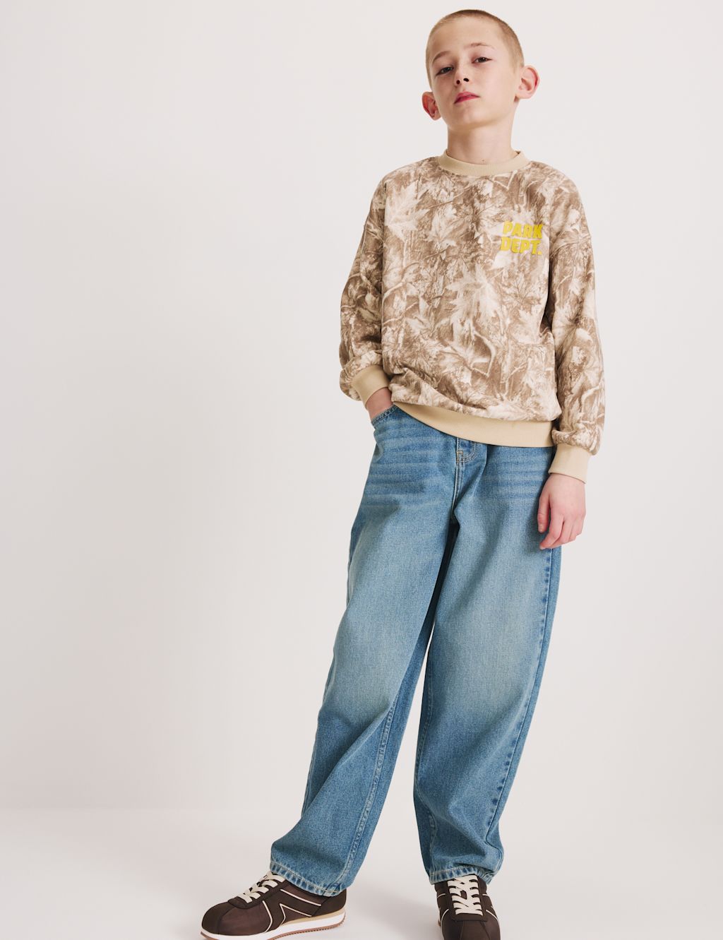 M&S Cotton Rich Camouflage Sweatshirt (6-16 Yrs) - 10-11 Years - Green Mix, Green Mix