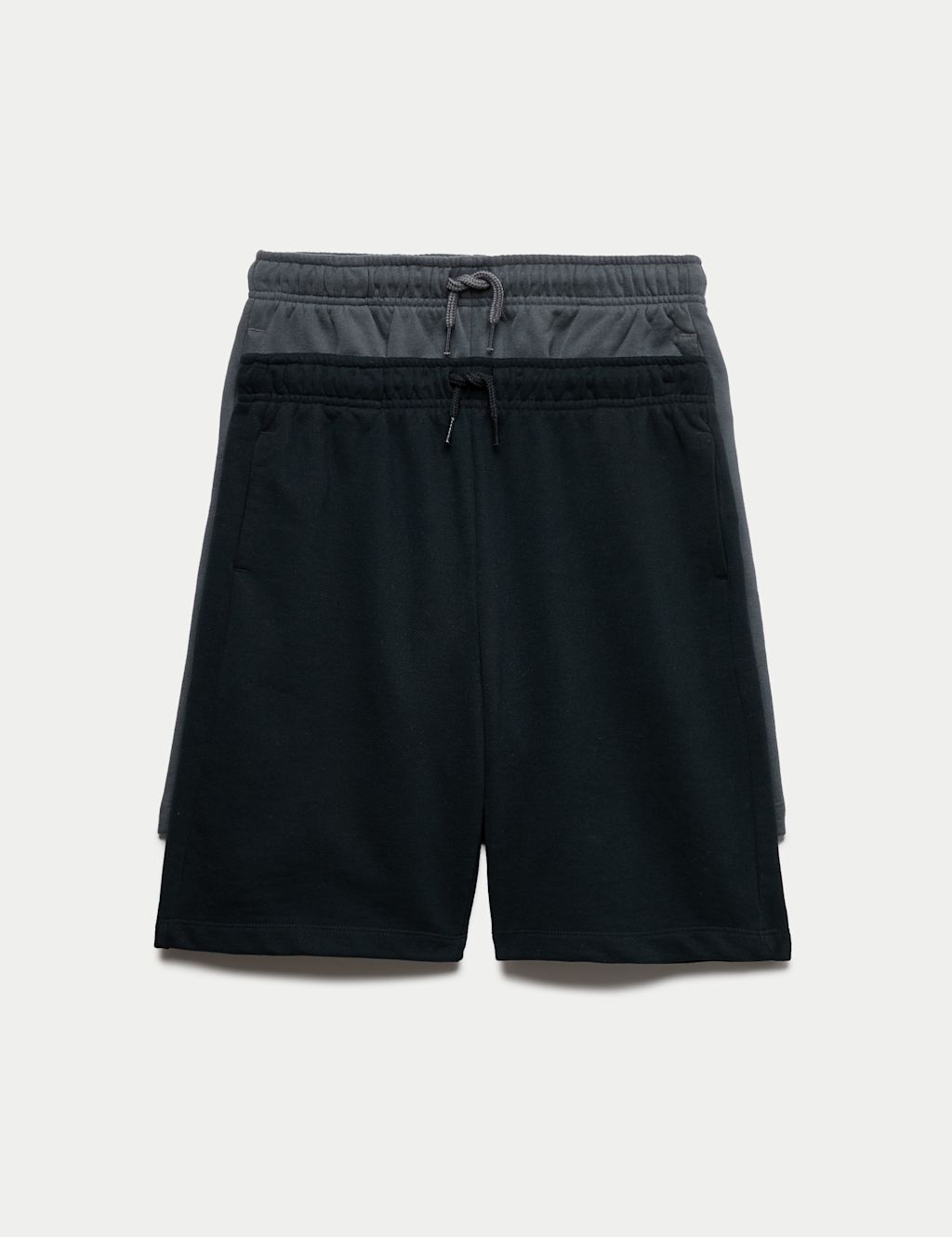 M&S 2 Pack Cotton Rich Elasticated Waist Shorts (6-16 Yrs) - 7-8 Years - Black Mix, Black Mix