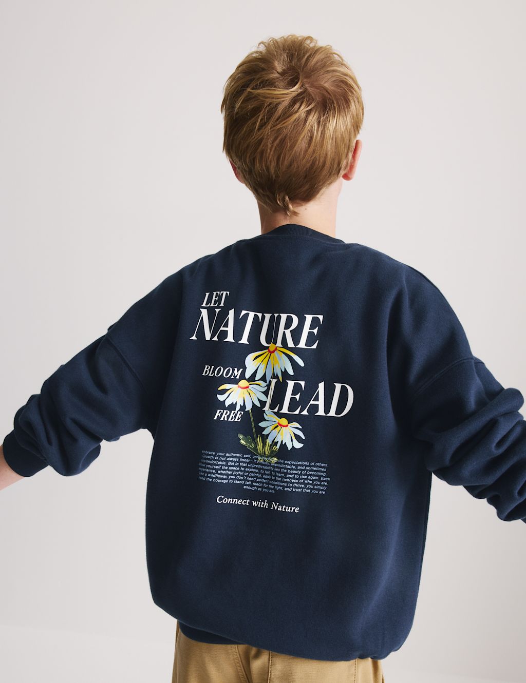 M&S Cotton Rich Graphic Sweatshirt (6-16 Yrs) - 10-11 Years - Navy, Navy