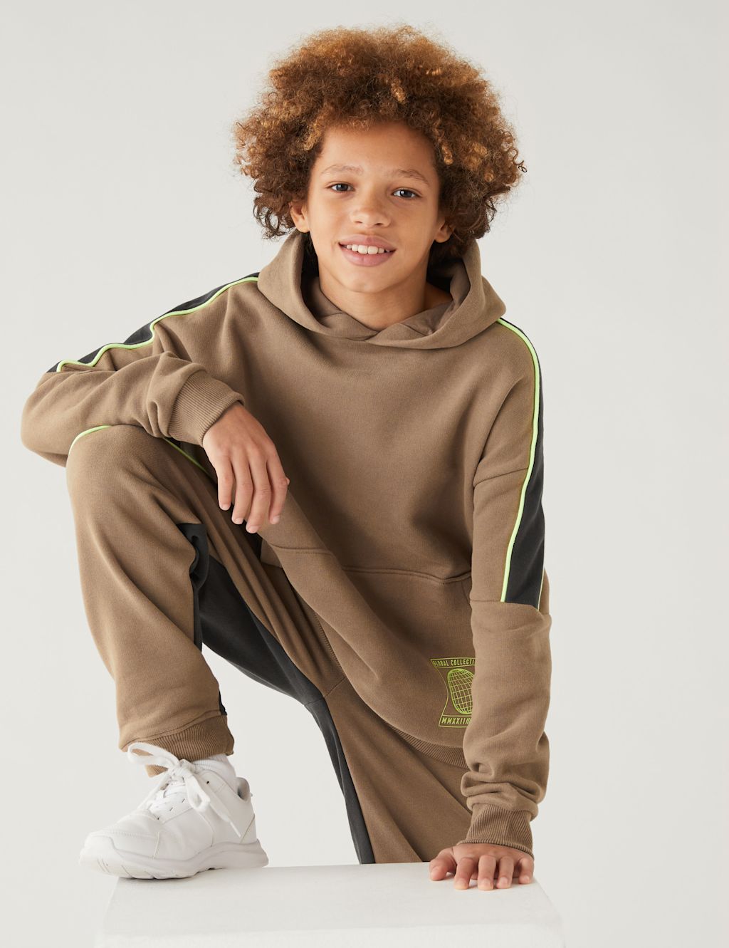 M&S Cotton Rich Hoodie (6-16 Yrs) - 7-8 Y - Coffee, Coffee
