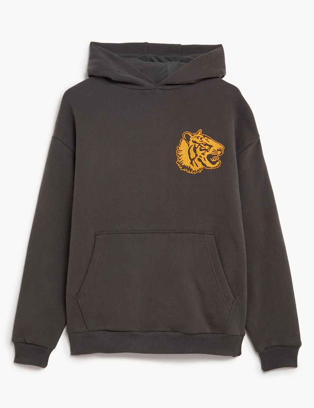 M&S Cotton Rich Tiger Hoodie (6-16 Yrs) - 10-11 - Dark Graphite, Dark Graphite