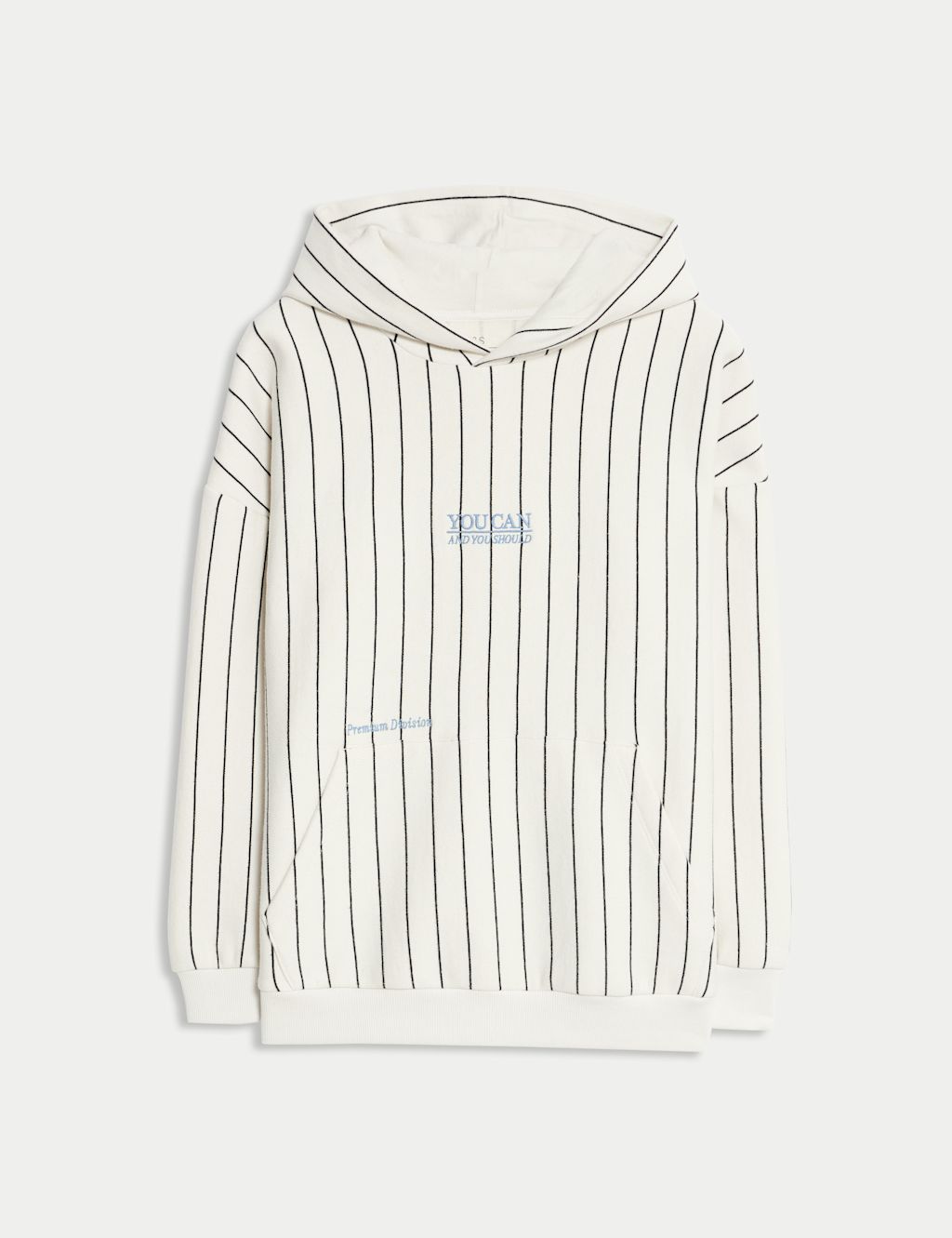 M&S Cotton Rich Striped Graphic Hoodie (6-16 Yrs) - 6-7 Y - White, White