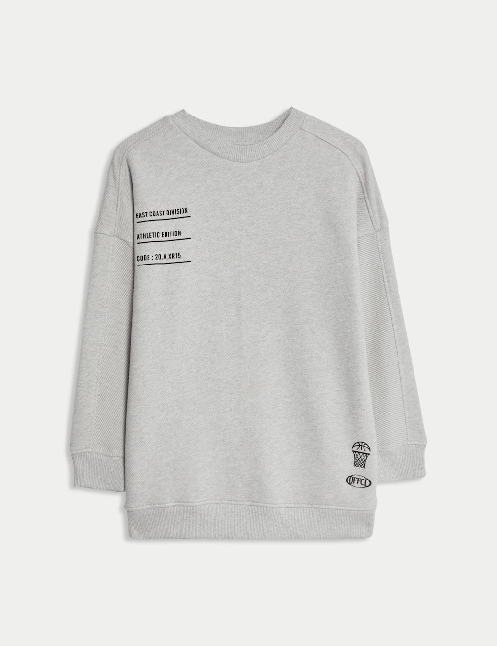 M&S Pure Cotton Graphic Sweatshirt (6-16 Yrs) - 10-11 - Grey Marl, Grey Marl