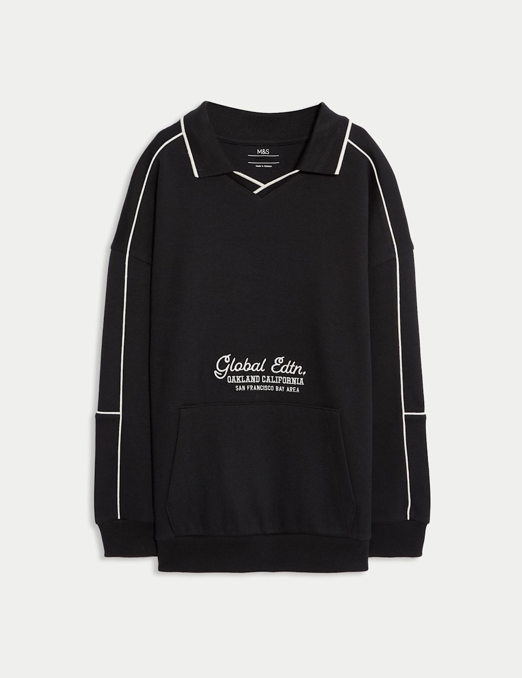 M&S Cotton Rich Slogan Sweatshirt (6-16 Yrs) - 10-11 - Black, Black