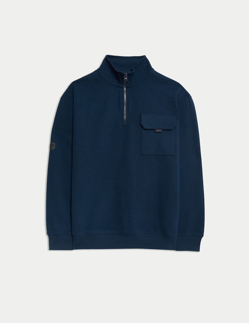 M&S nCotton Rich Funnel Neck Sweatshirt (6-16 Yrs) - 6-7 Y - Blue, Blue