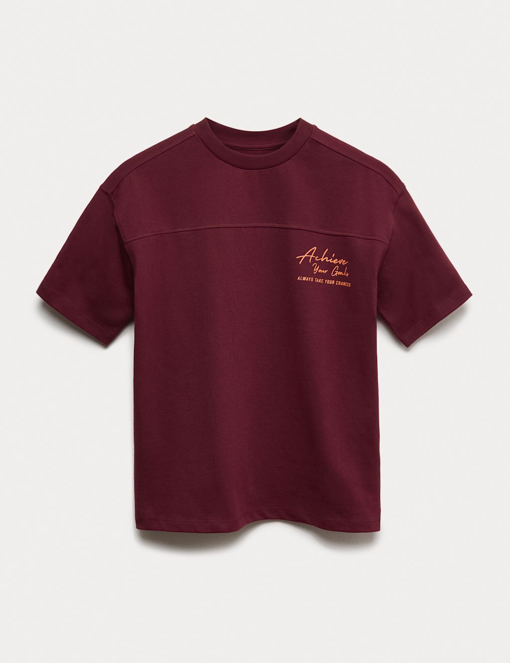 M&S Pure Cotton Achieve Your Goals T-Shirt (6-16 Yrs) - 10-11 - Berry Red, Berry Red