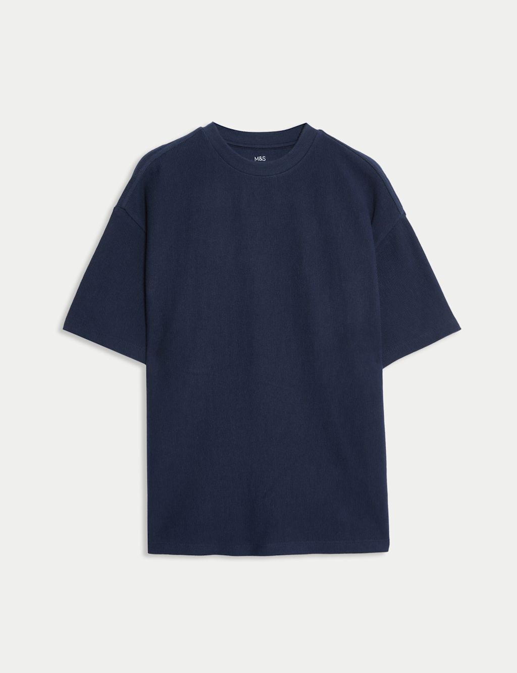M&S Pure Cotton Ottoman Textured T-shirt (6-16 Yrs) - 9-10 Years - Navy, Navy