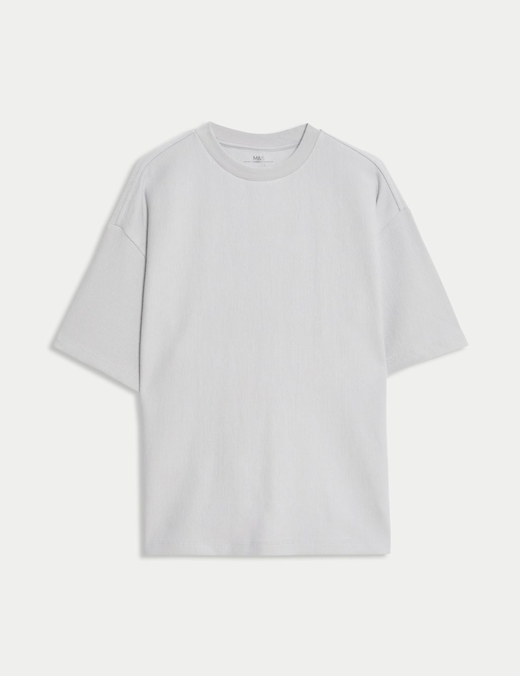 M&S Pure Cotton Ottoman Textured T-shirt (6-16 Yrs) - 9-10 Years - Grey, Grey