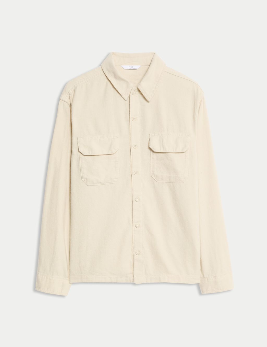 M&S Pure Cotton Utility Pocket Shirt (6-16 Yrs) - 10-11 - Ecru, Ecru