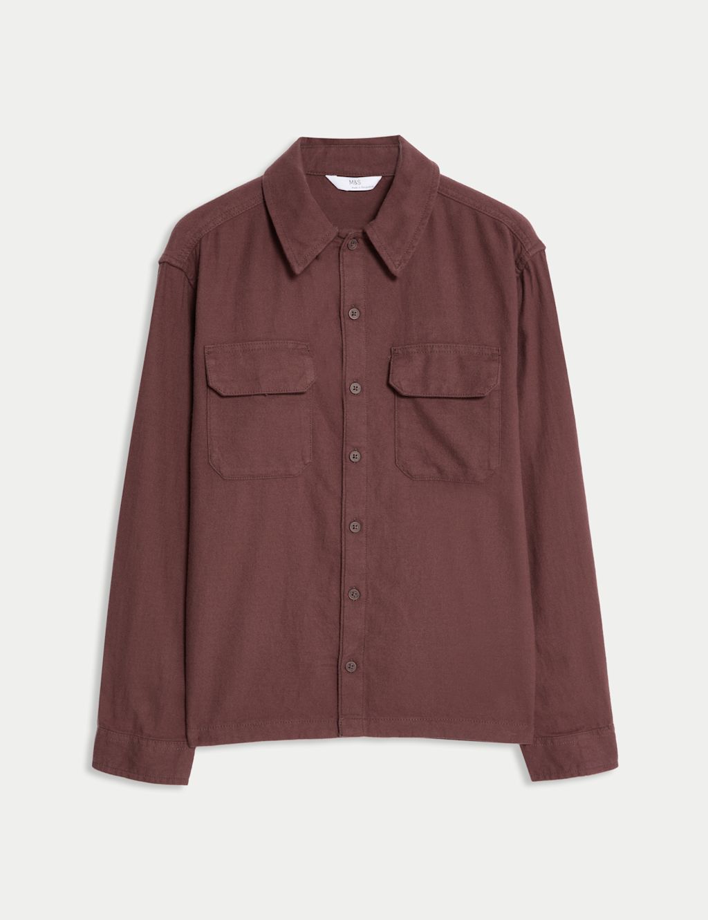 M&S Pure Cotton Utility Pocket Shirt (6-16 Yrs) - 10-11 - Rosewood, Rosewood