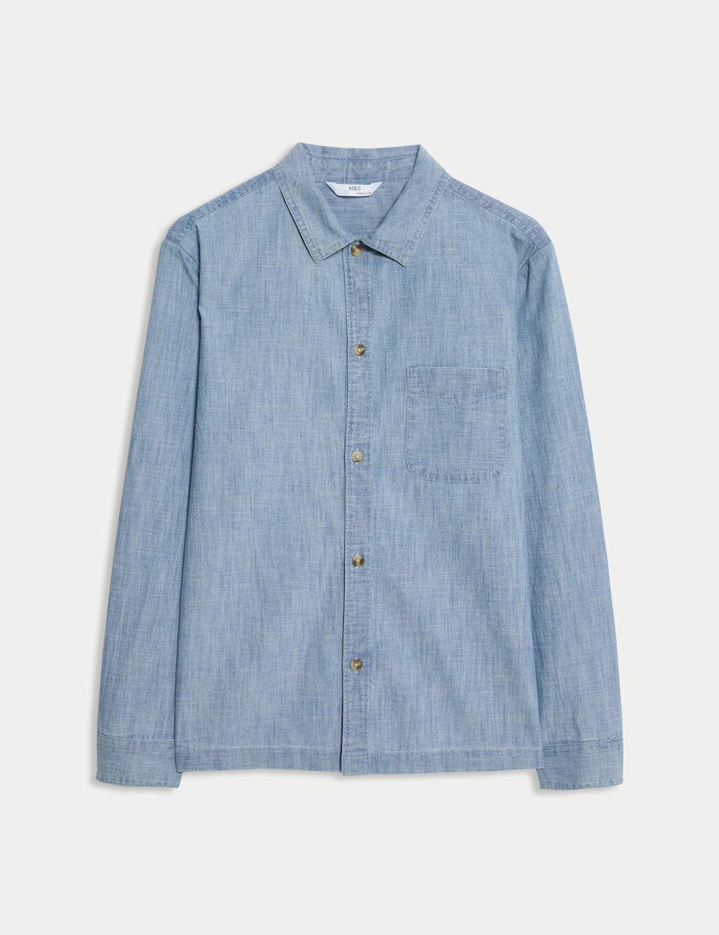M&S Pure Cotton Denim Shirt (6-16 Yrs) - 10-11, Denim