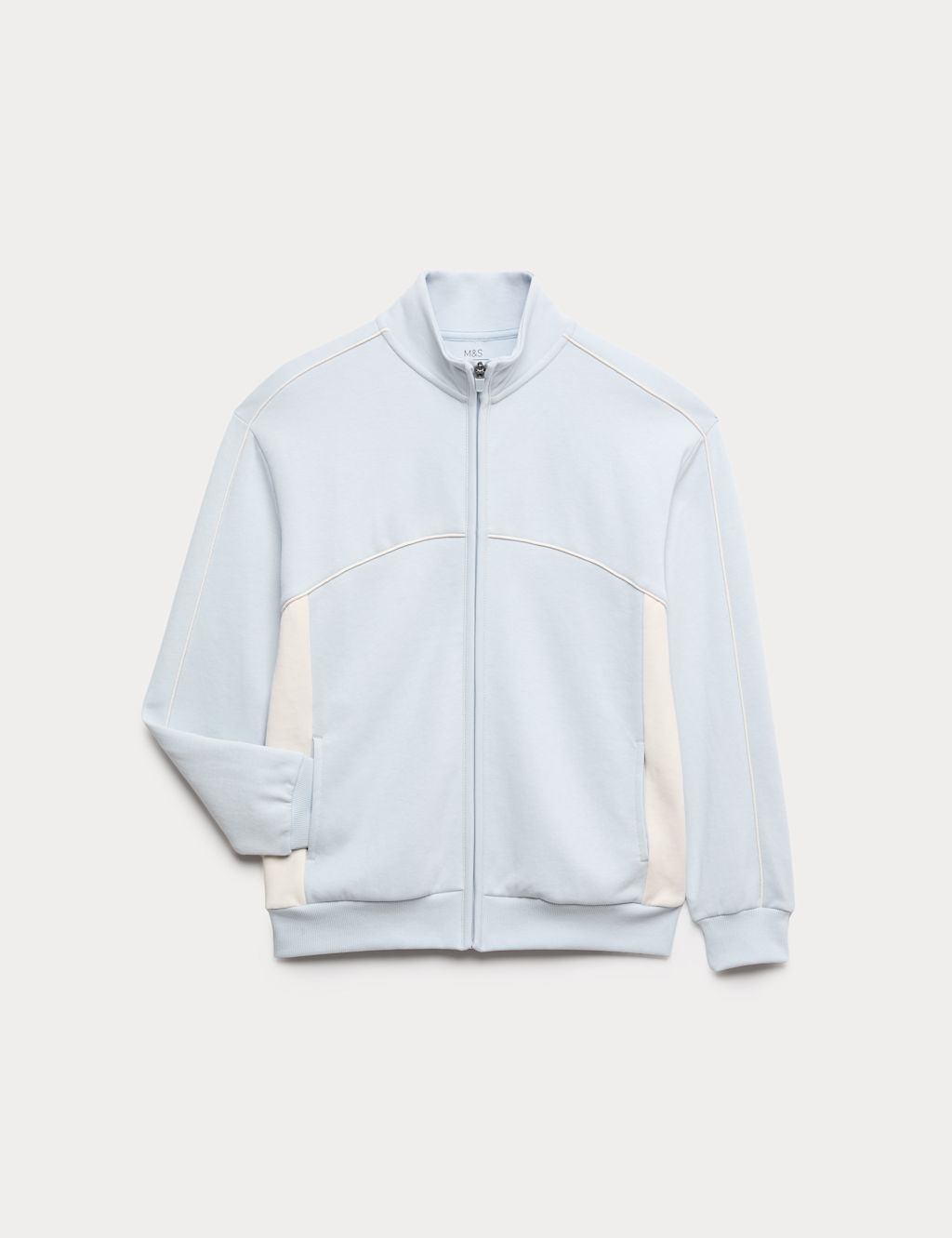 M&S Cotton Rich Zip Through Sweatshirt (6-16 Yrs) - 10-11 Years - Light Blue, Light Blue