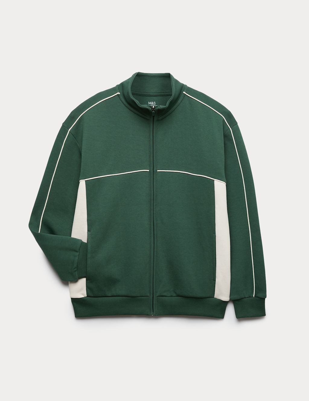 M&S Cotton Rich Zip Through Sweatshirt (6-16 Yrs) - 10-11 Years - Green, Green