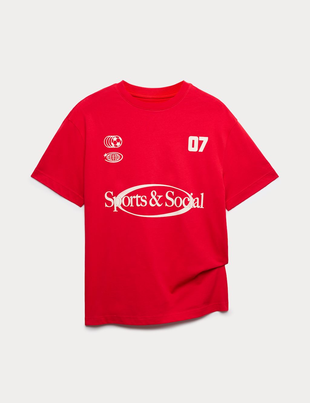 M&S Cotton Rich Sporty Graphic T-Shirt (6-16 Yrs) - 10-11 Years - Red, Red