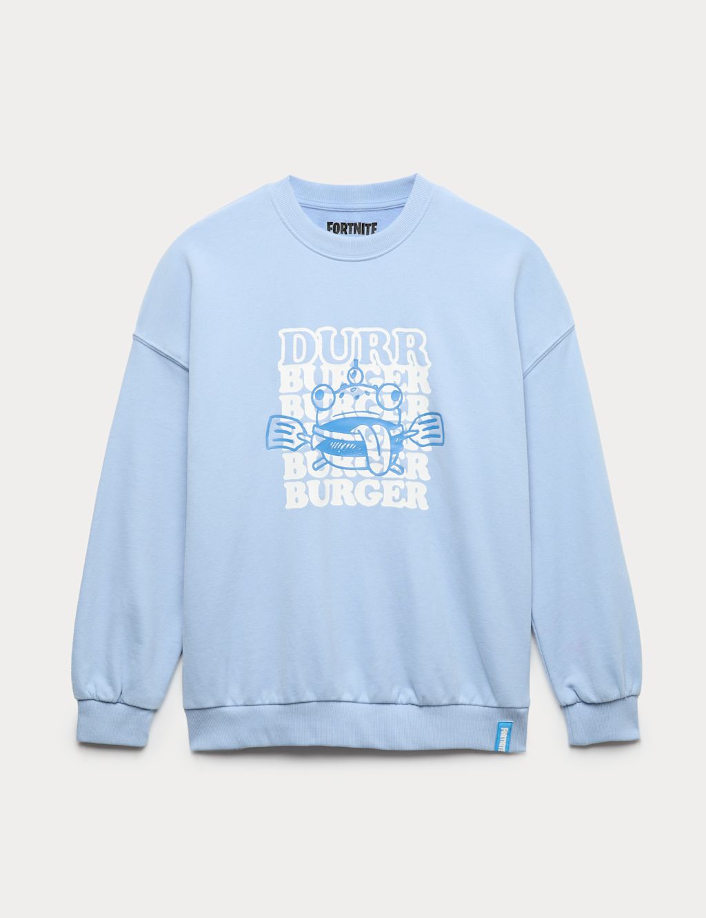 M&S Cotton Rich Fortnite&trade; Graphic Sweatshirt (6-16 Yrs) - 10-11 Years - Light Blue, Light Blue