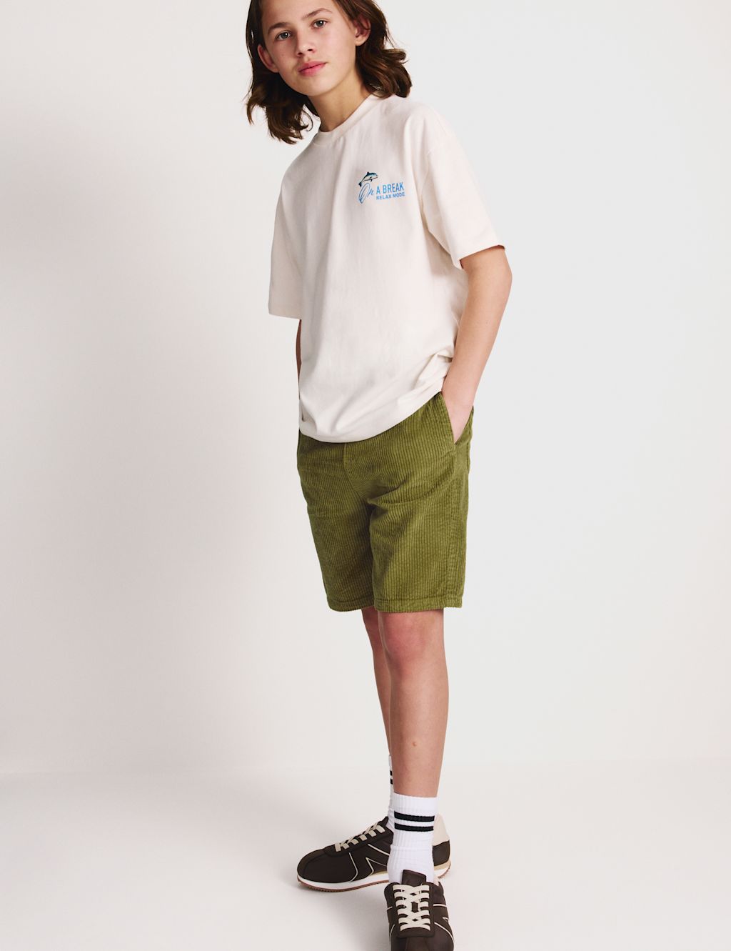 M&S Pure Cotton Corduroy Shorts (6-16 Yrs) - 10-11 Years - Light Khaki, Light Khaki