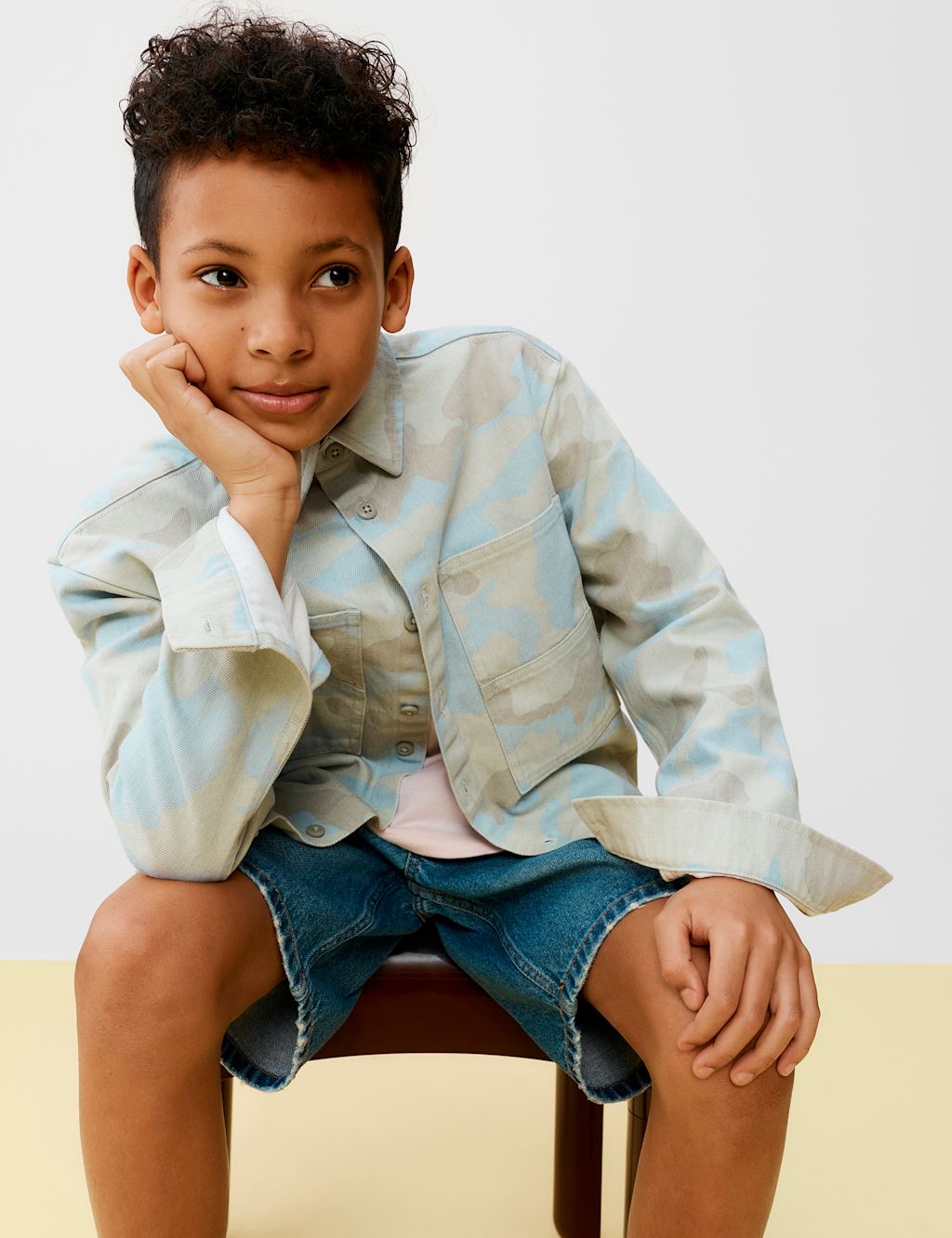 M&S Pure Cotton Denim Camouflage Shirt (6-16 Yrs) - 10-11 Years - Multi, Multi