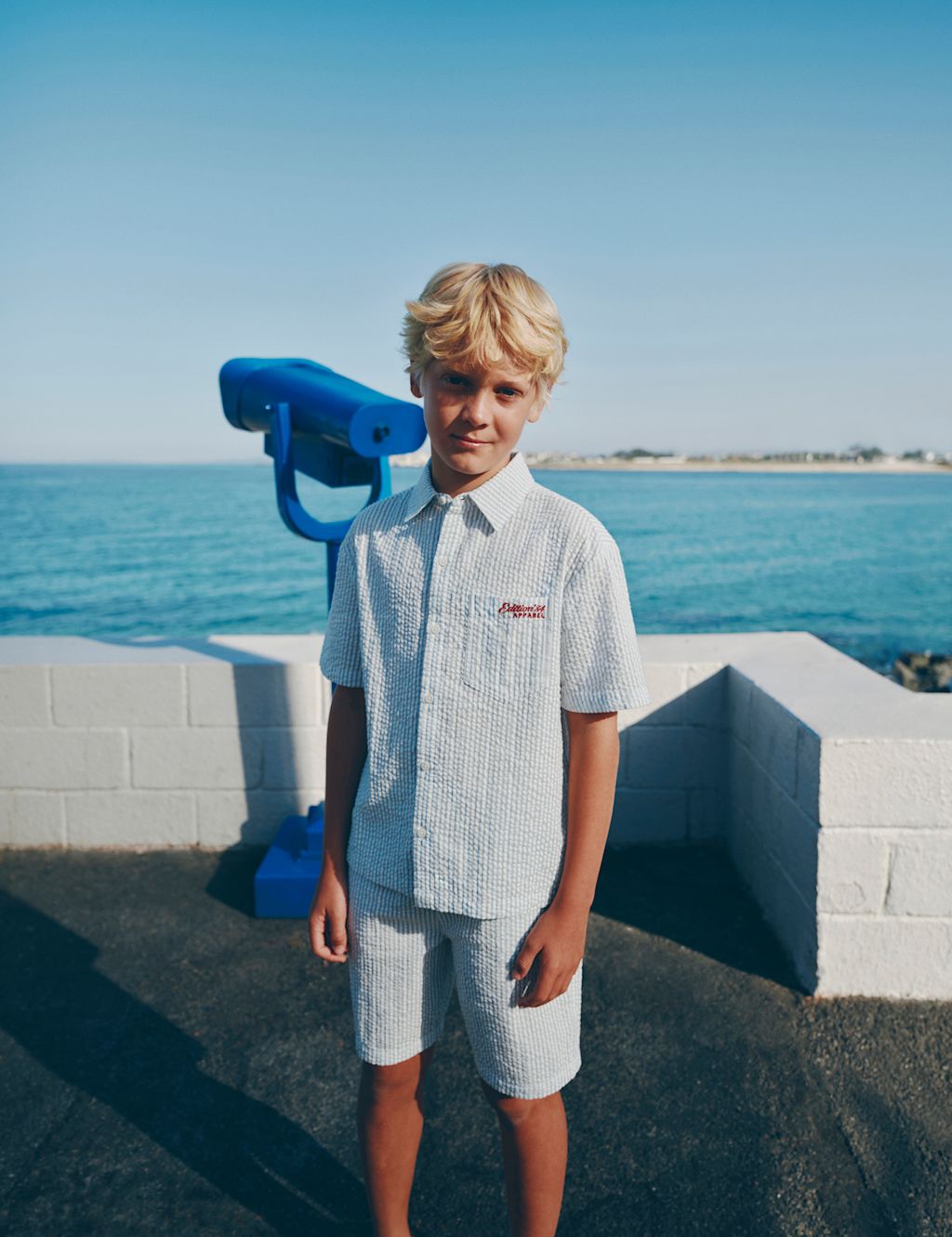 M&S Pure Cotton Striped Shirt (6-16 Yrs) - 14-15 Years - Light Blue, Light Blue