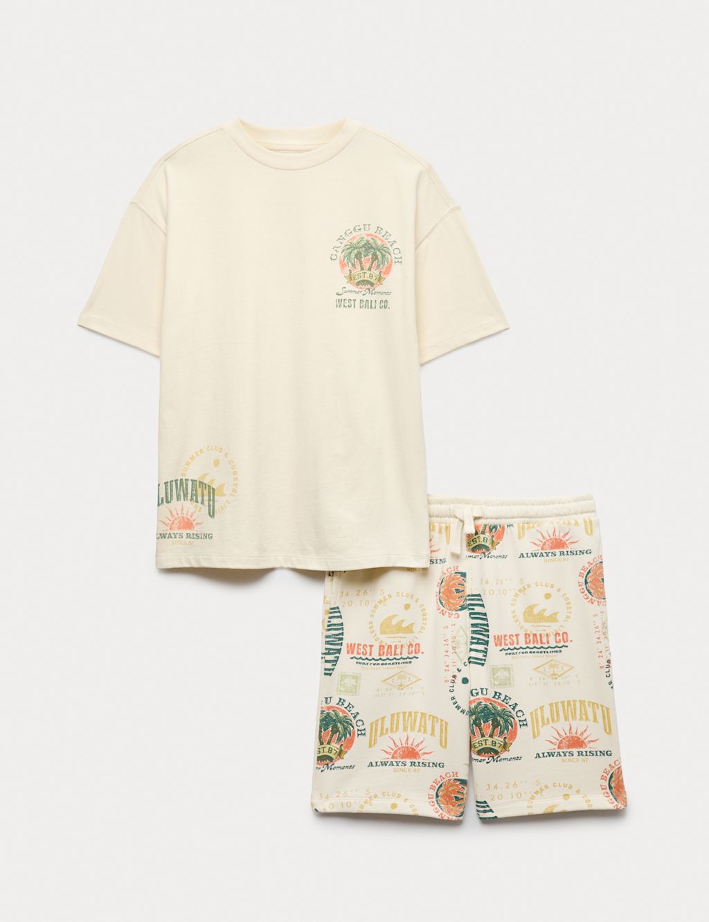 M&S 2 Piece Pure Cotton Uluwatu Short Outfit (6-16 Yrs) - 10-11 Years - Ecru, Ecru