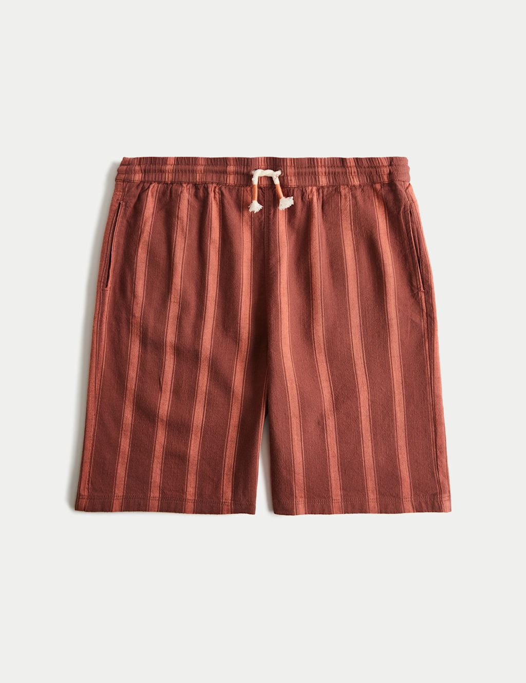 M&S Cotton Rich Striped Shorts (6-16 Yrs) - 10-11 Years - Red Mix, Red Mix