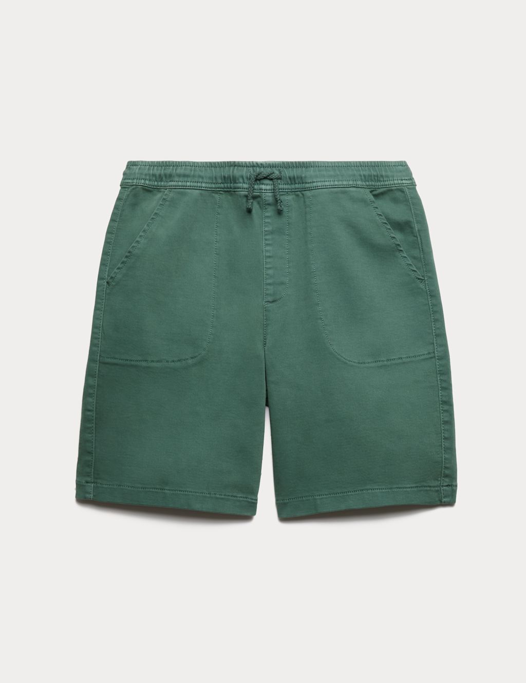 M&S Cotton Rich Garment Dyed Shorts (6-16 Yrs) - 10-11 Years - Green, Green
