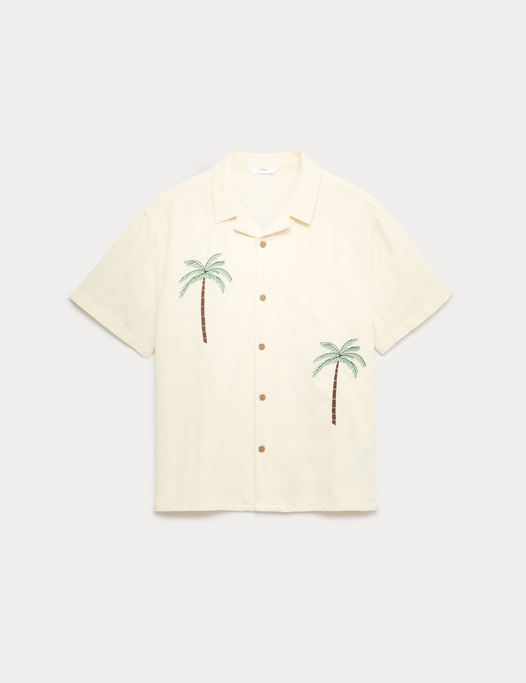 M&S Pure Cotton Textured Shirt (6-16 Yrs) - 10-11 Years - Ivory, Ivory