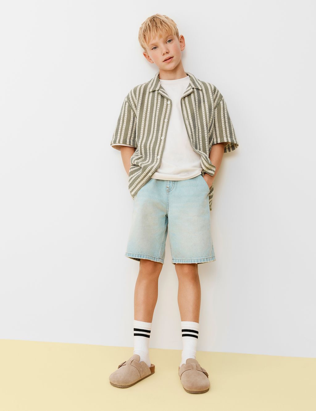 M&S Cotton Rich Denim Shorts (6-16 Yrs) - 10-11 Years - Light Denim, Light Denim