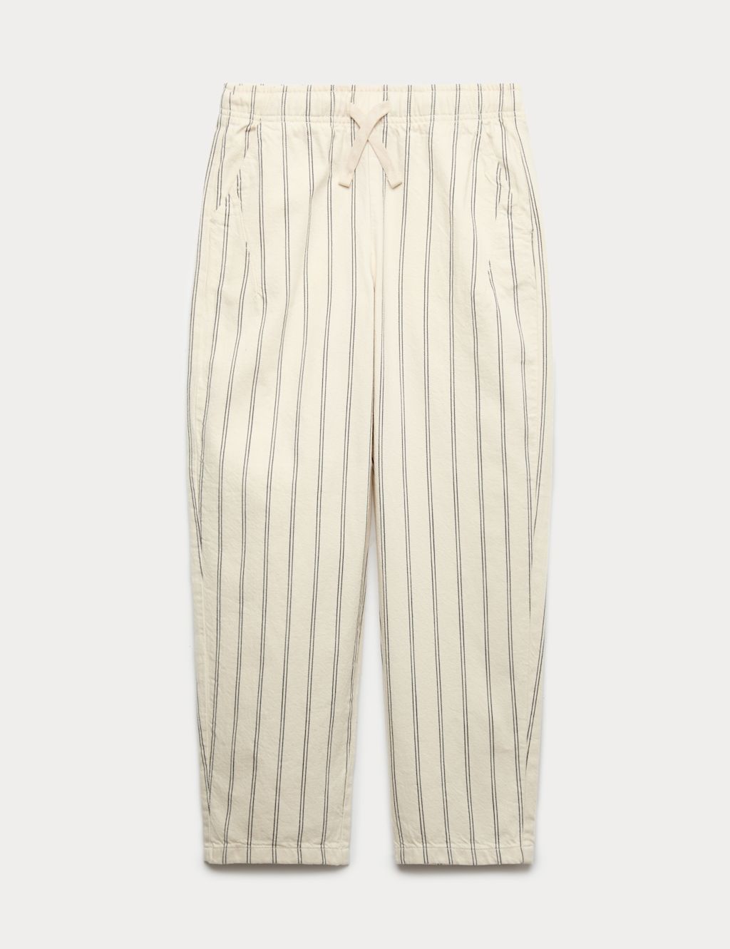 M&S Cotton Rich Striped Lightweight Trousers (6-16 Yrs) - 12-13 Years - Ecru Mix, Ecru Mix