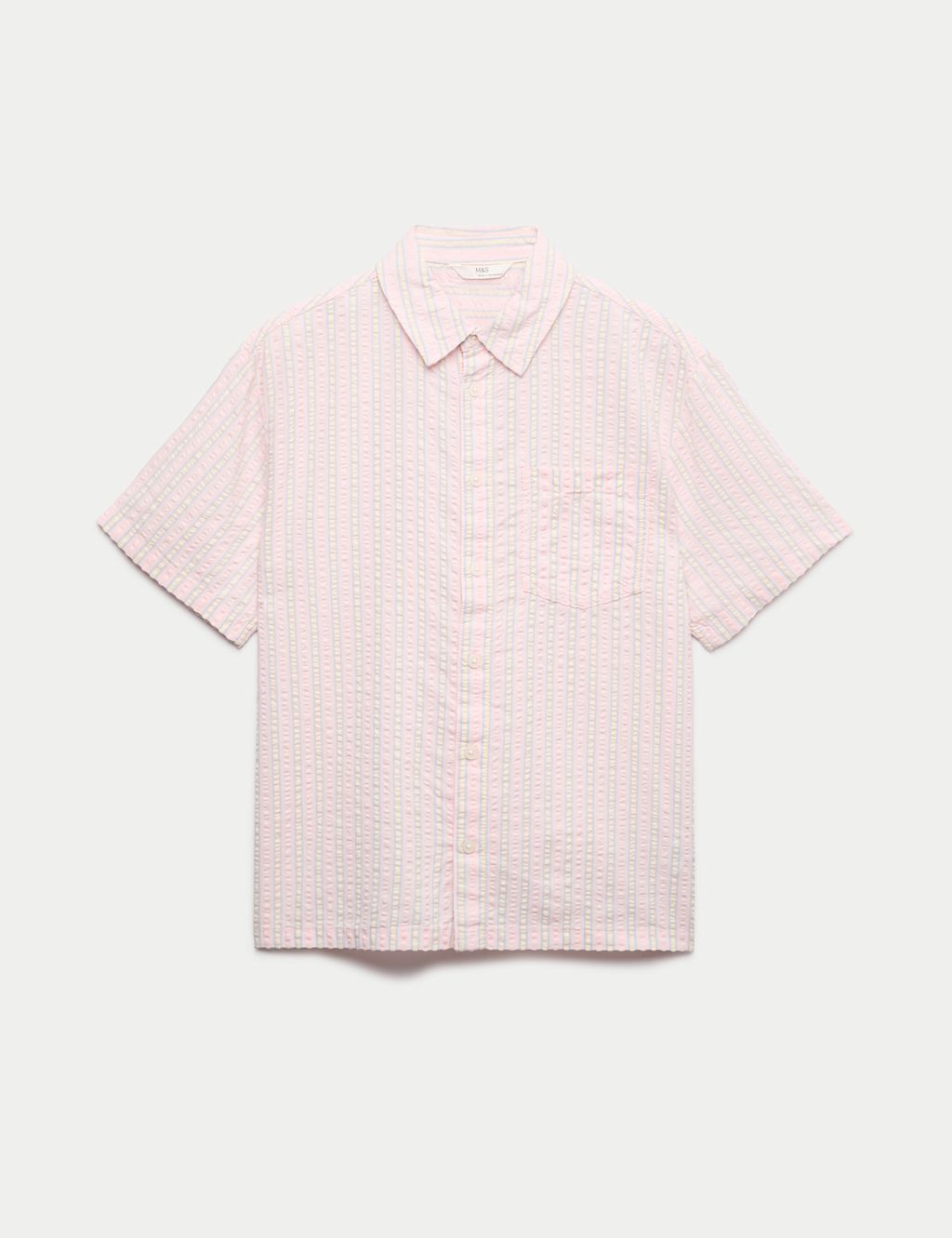 M&S Cotton Rich Striped Shirt (6-16 Yrs) - 10-11 Years - Pink Mix, Pink Mix