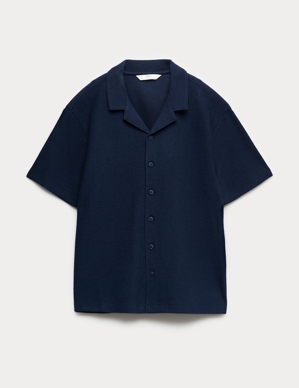M&S Cotton Rich Textured Shirt (6-16 Yrs) - 10-11 Years - Navy, Navy